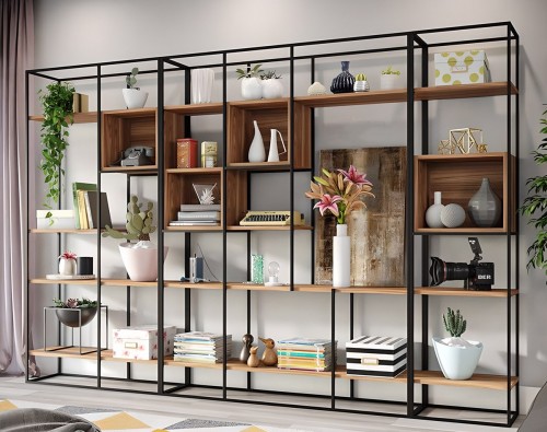 Стеллаж лофт во всю стену