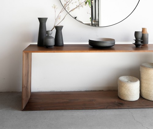 Консоль прямоугольная из четырех полос дерева